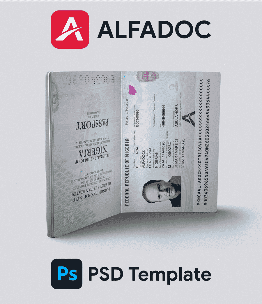 Nigeria Passport 2019+ PSD Template