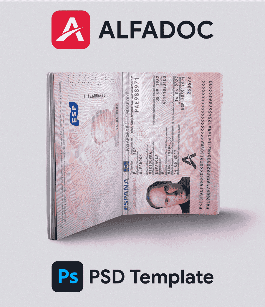 Spain Passport 2015+ PSD Template