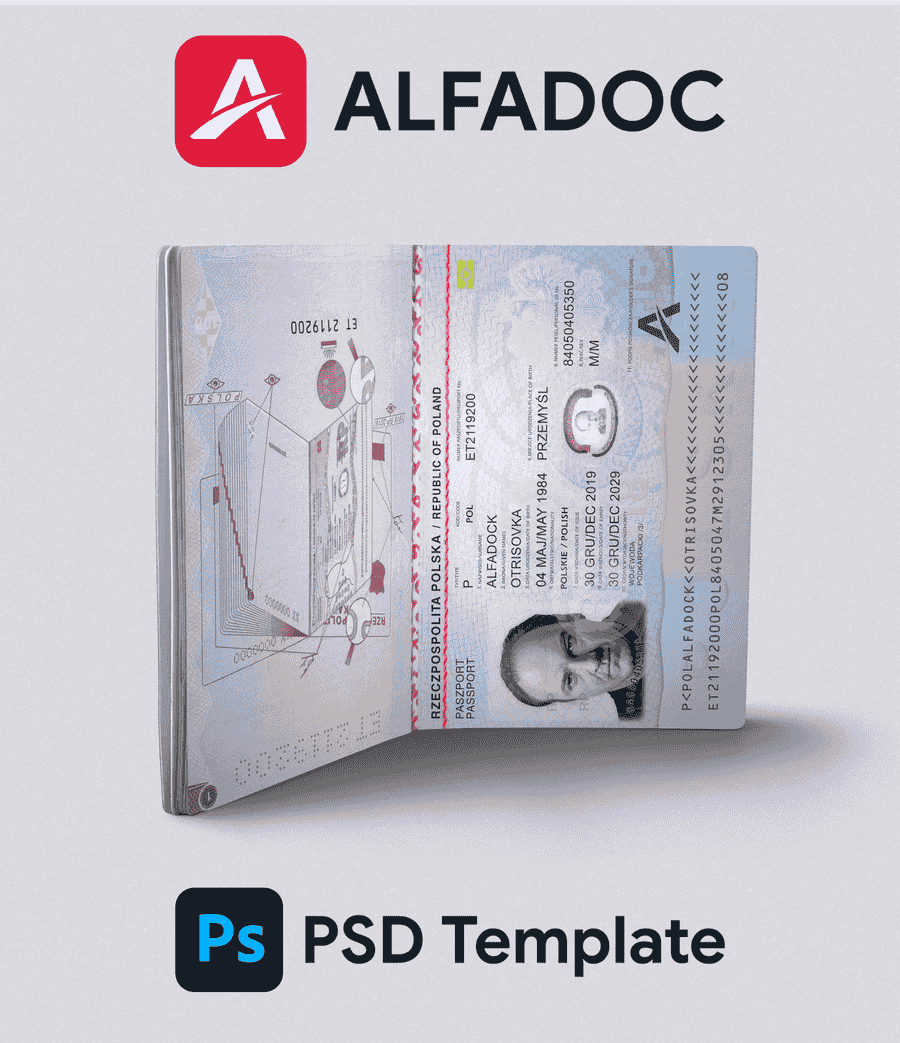 Poland Passport 2018+ PSD Template