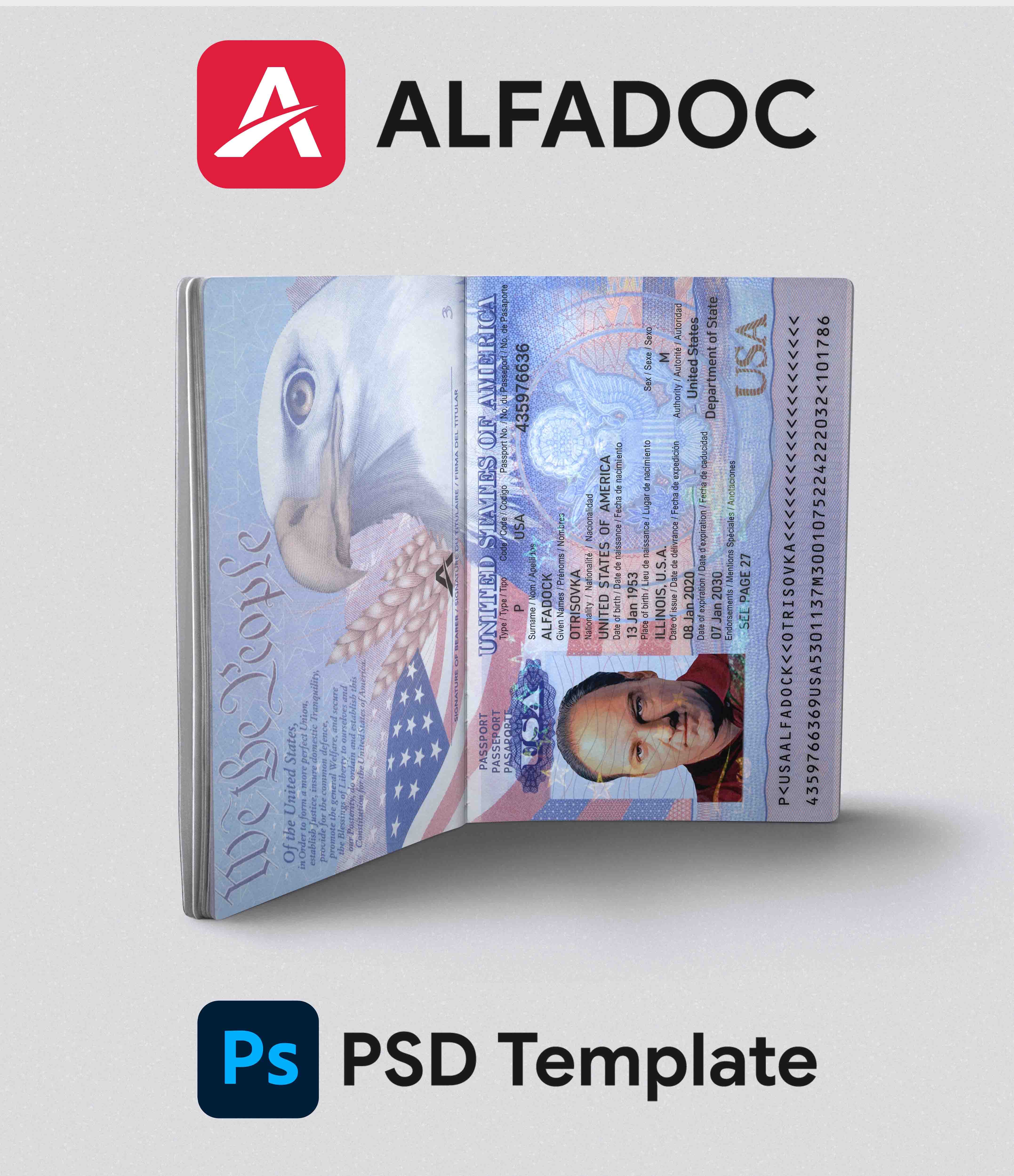 United States Passport 2018+ PSD Template