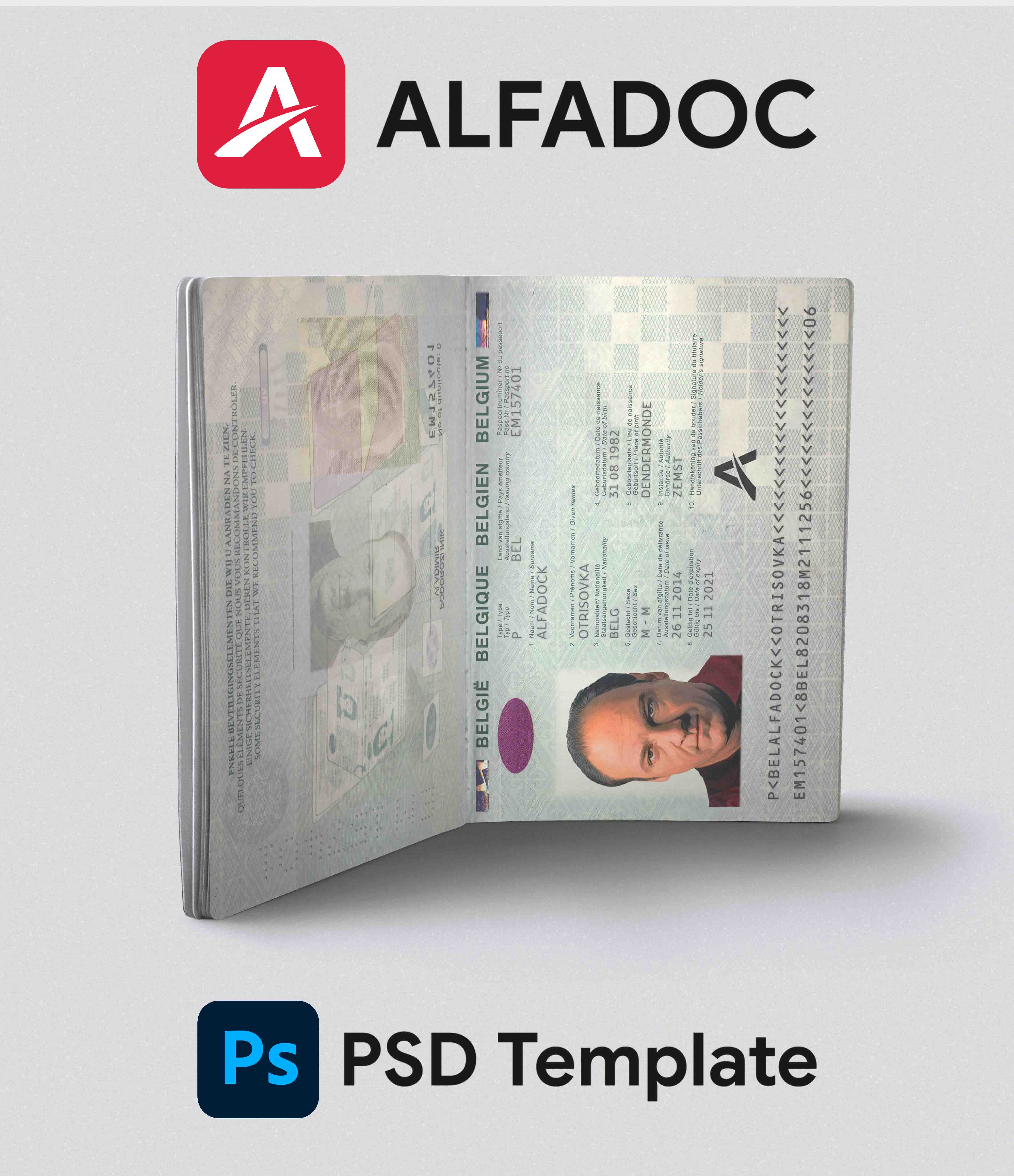 Belgium Passport 2014+ PSD Template