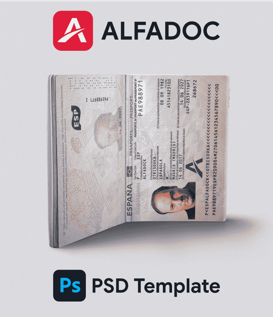 Spain Passport 2024+ PSD Template