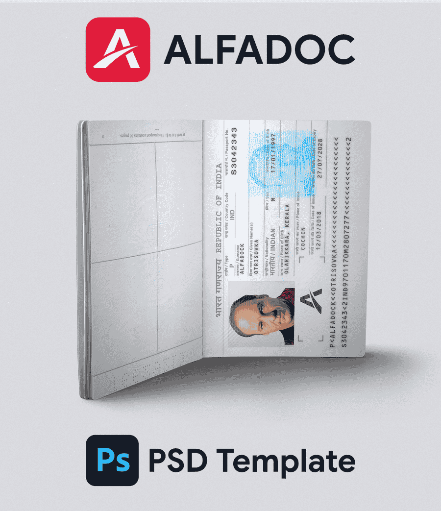 India Passport PSD Template