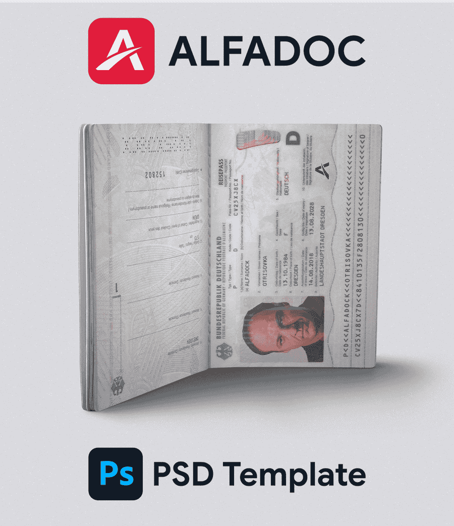 Germany Passport 2017+ PSD Template