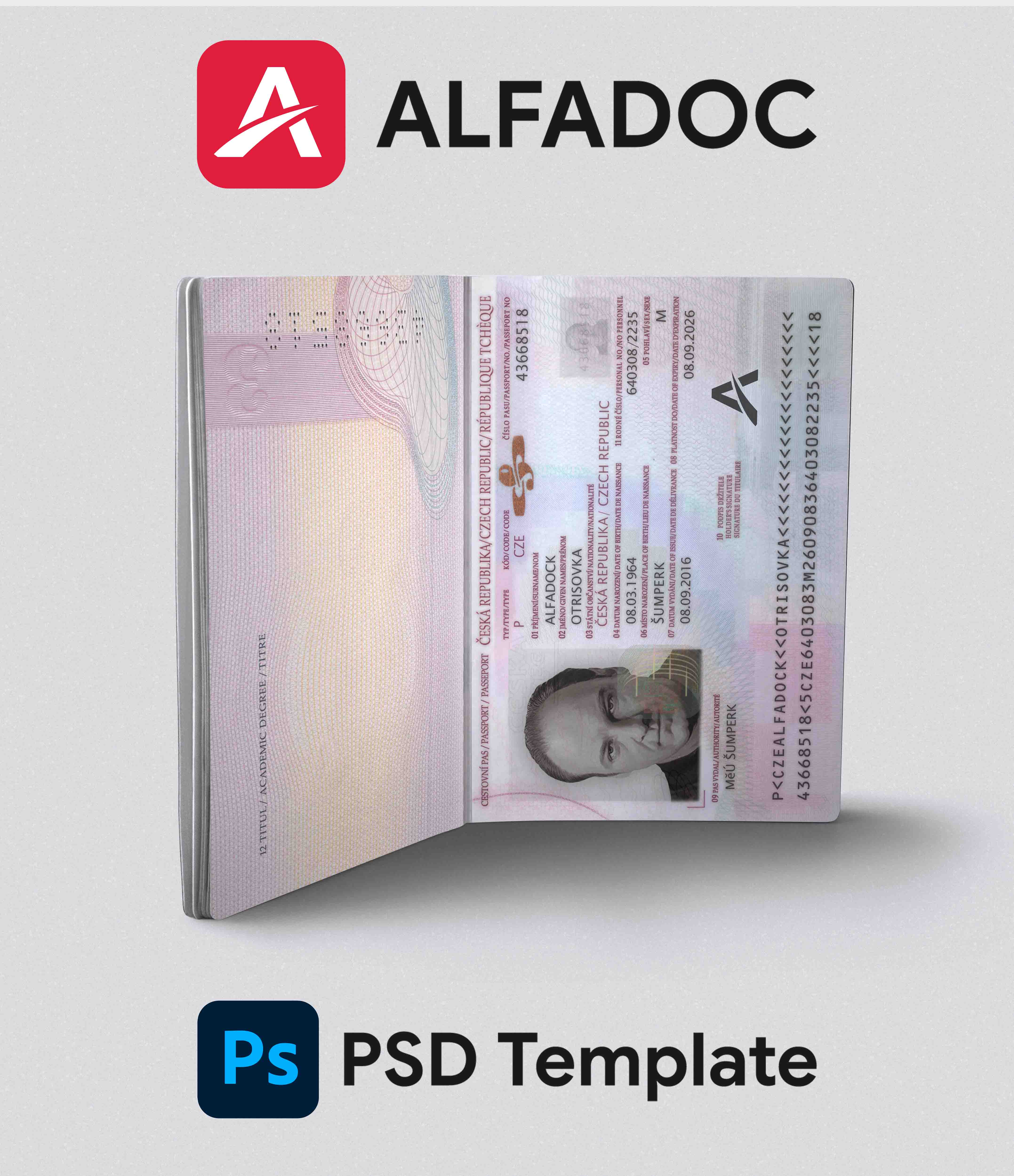 Czech Republic Passport 2006+ PSD Template