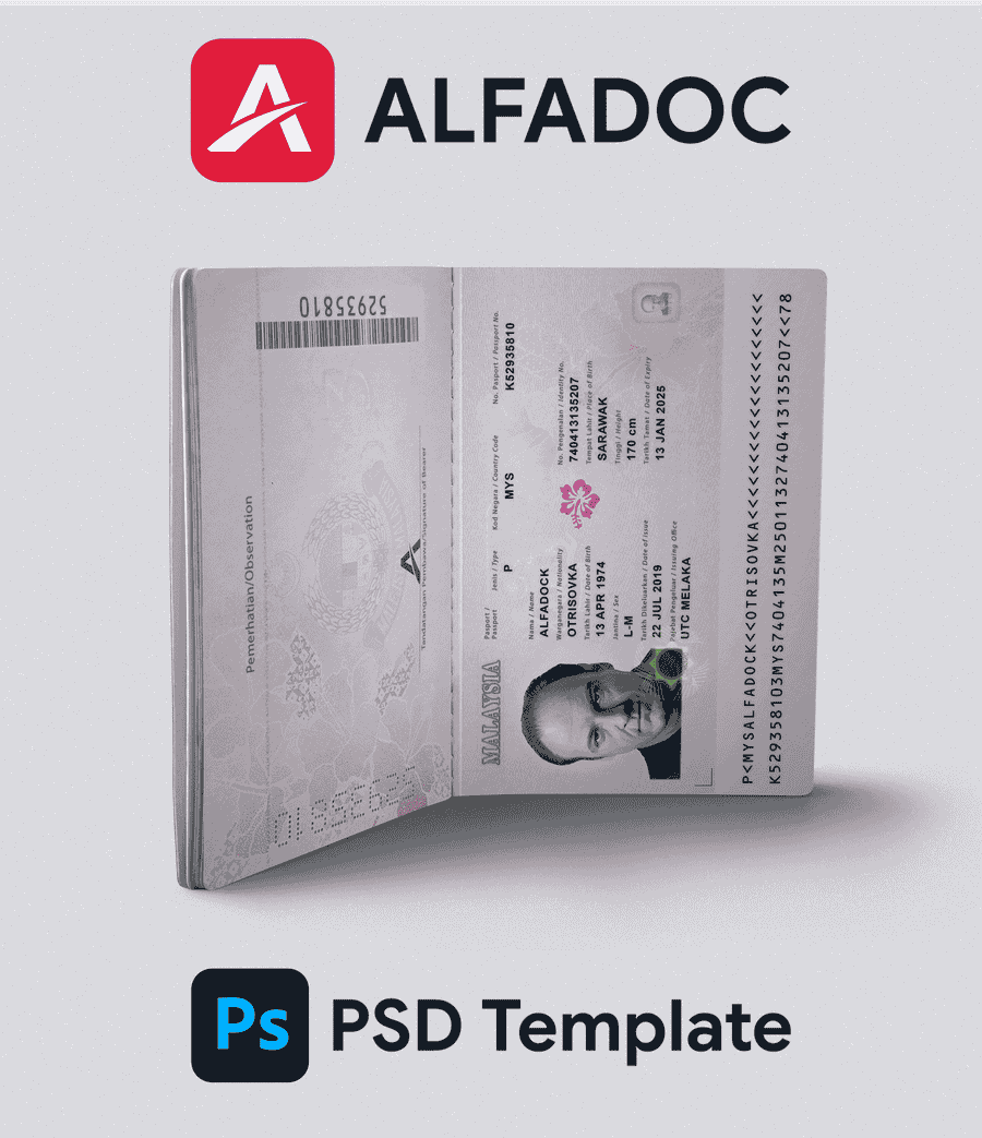 Malaysia Passport 2017+ PSD Template