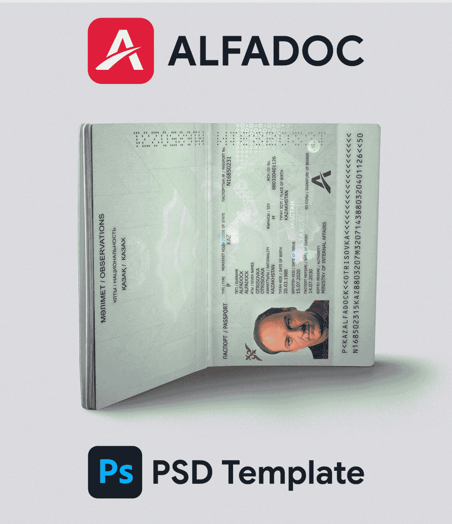 Kazakhstan Passport 2009+ PSD Template
