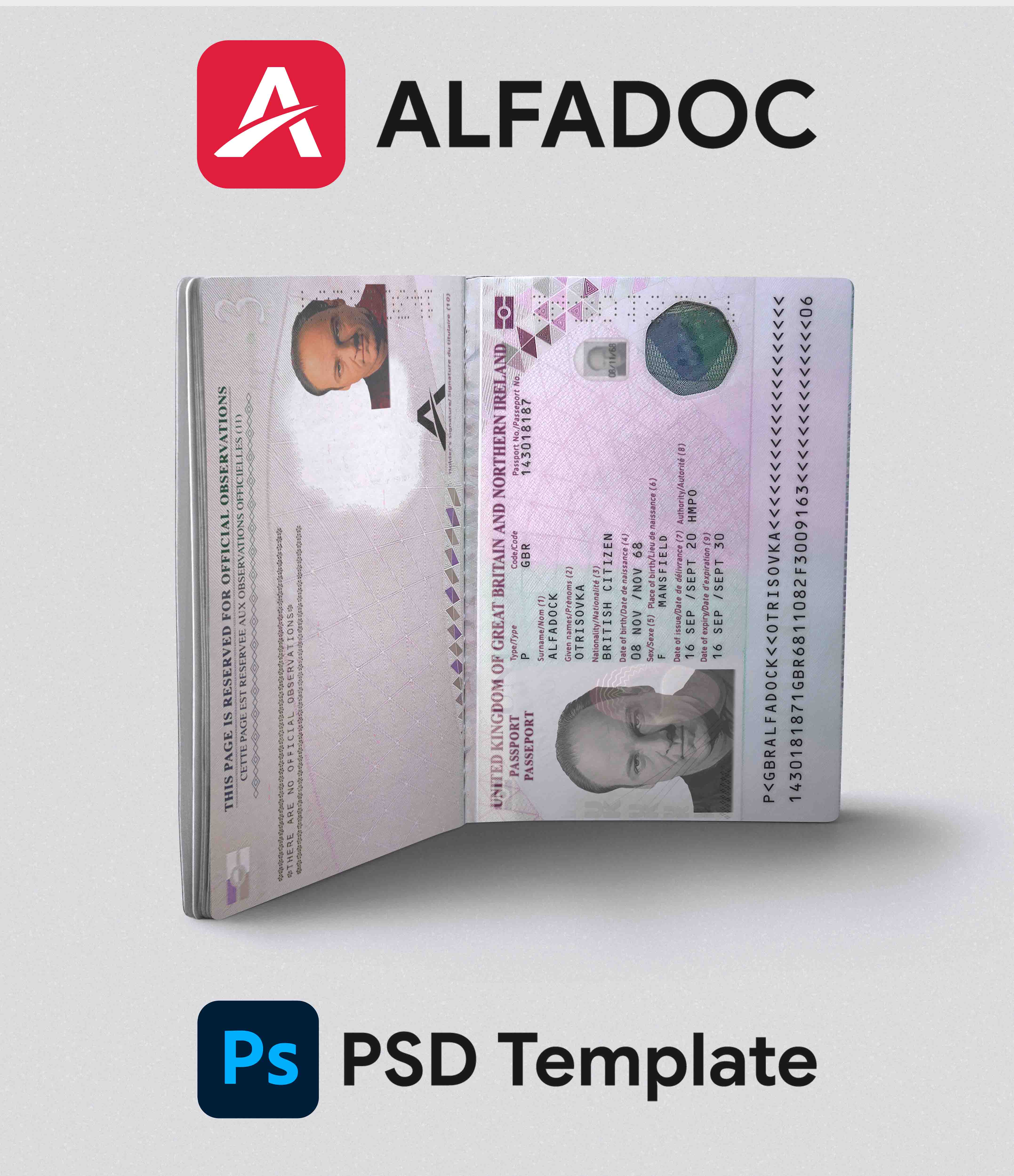 United Kingdom Passport 2022+ PSD Template