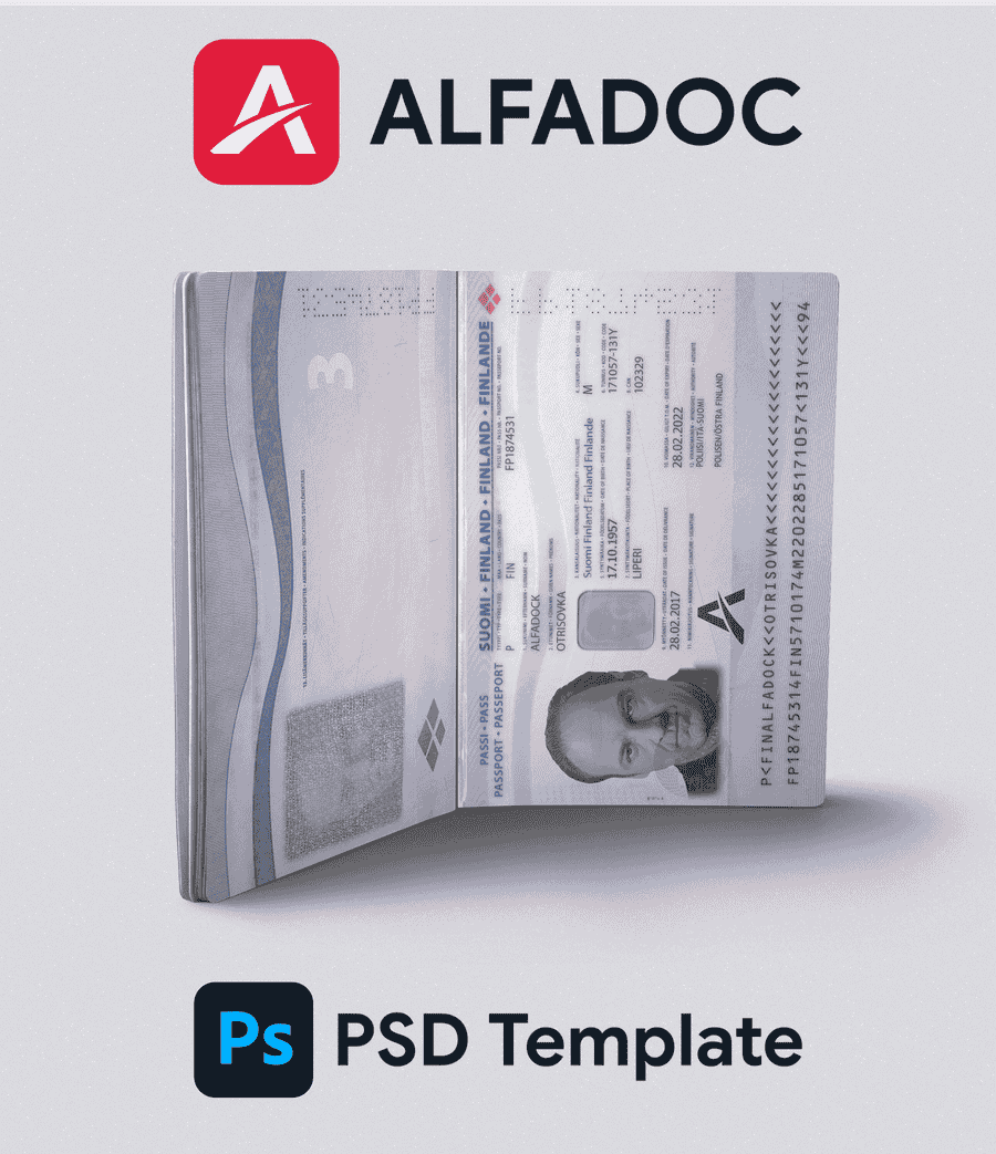 Finland Passport 2017+ PSD Template