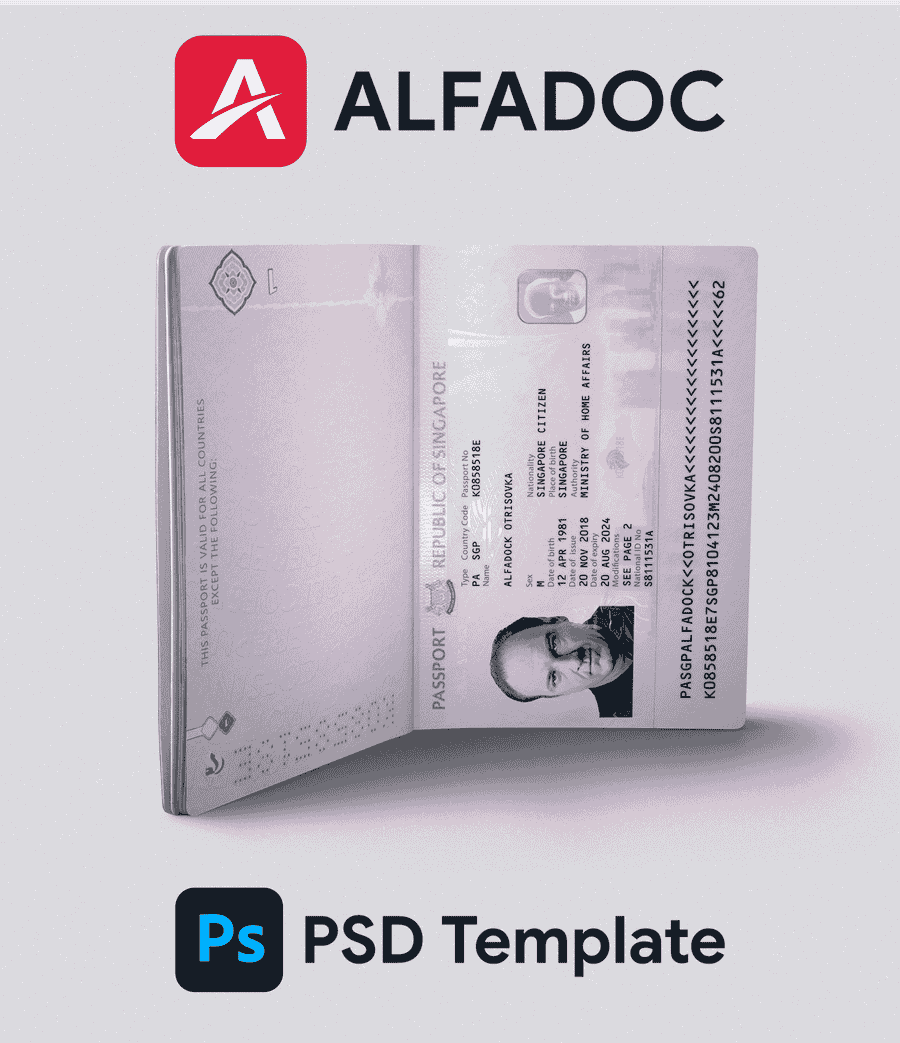 Singapore Passport 2017+ PSD Template