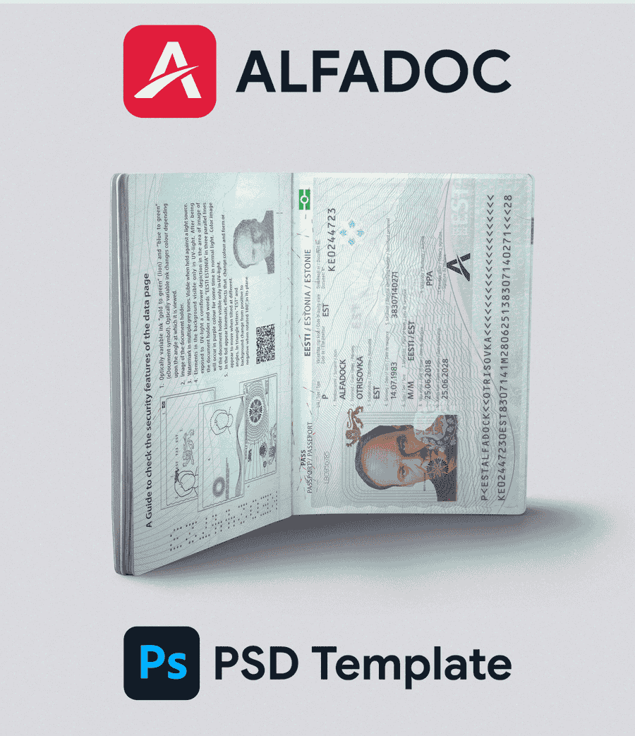 Estonia Passport 2014+ PSD Template