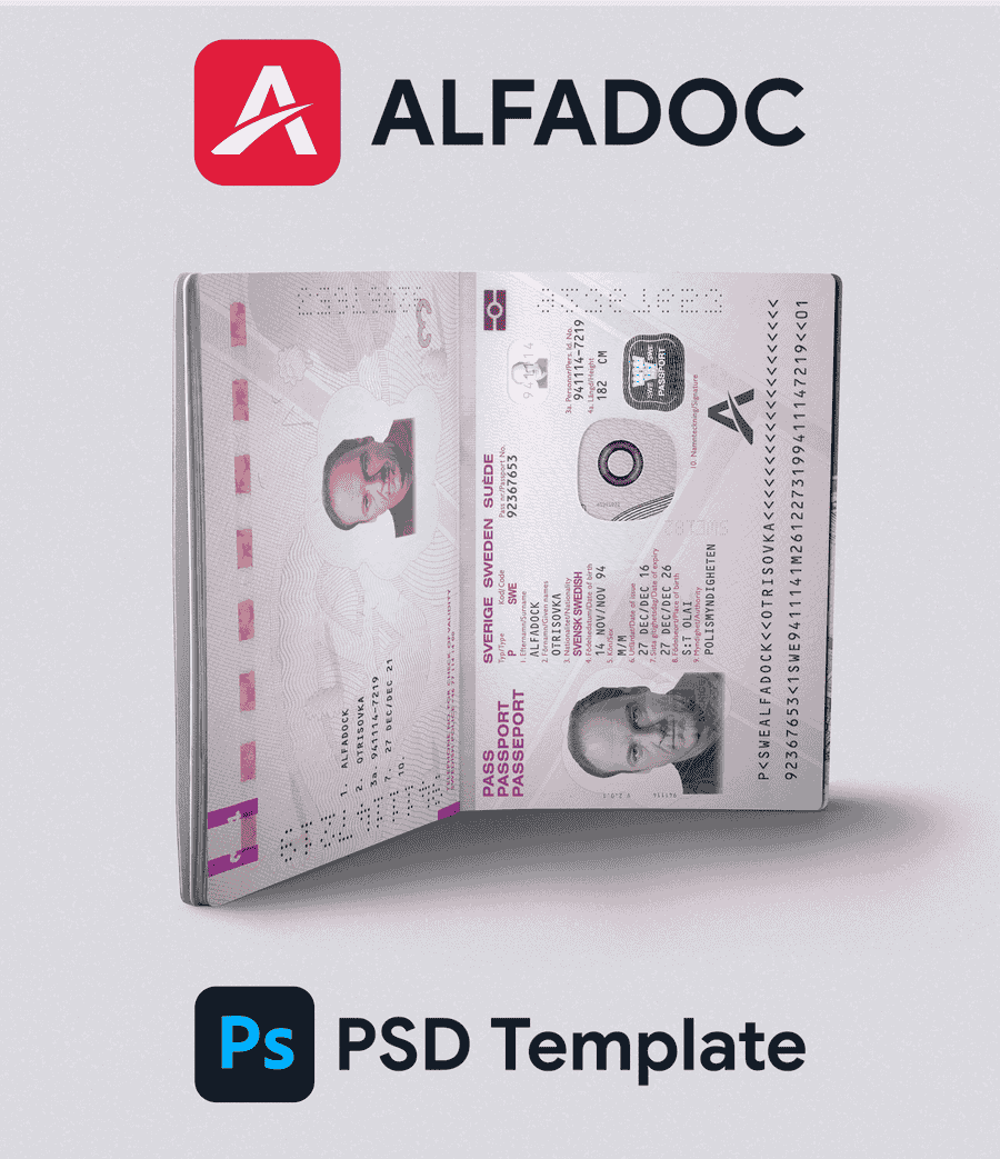Sweden Passport PSD Template
