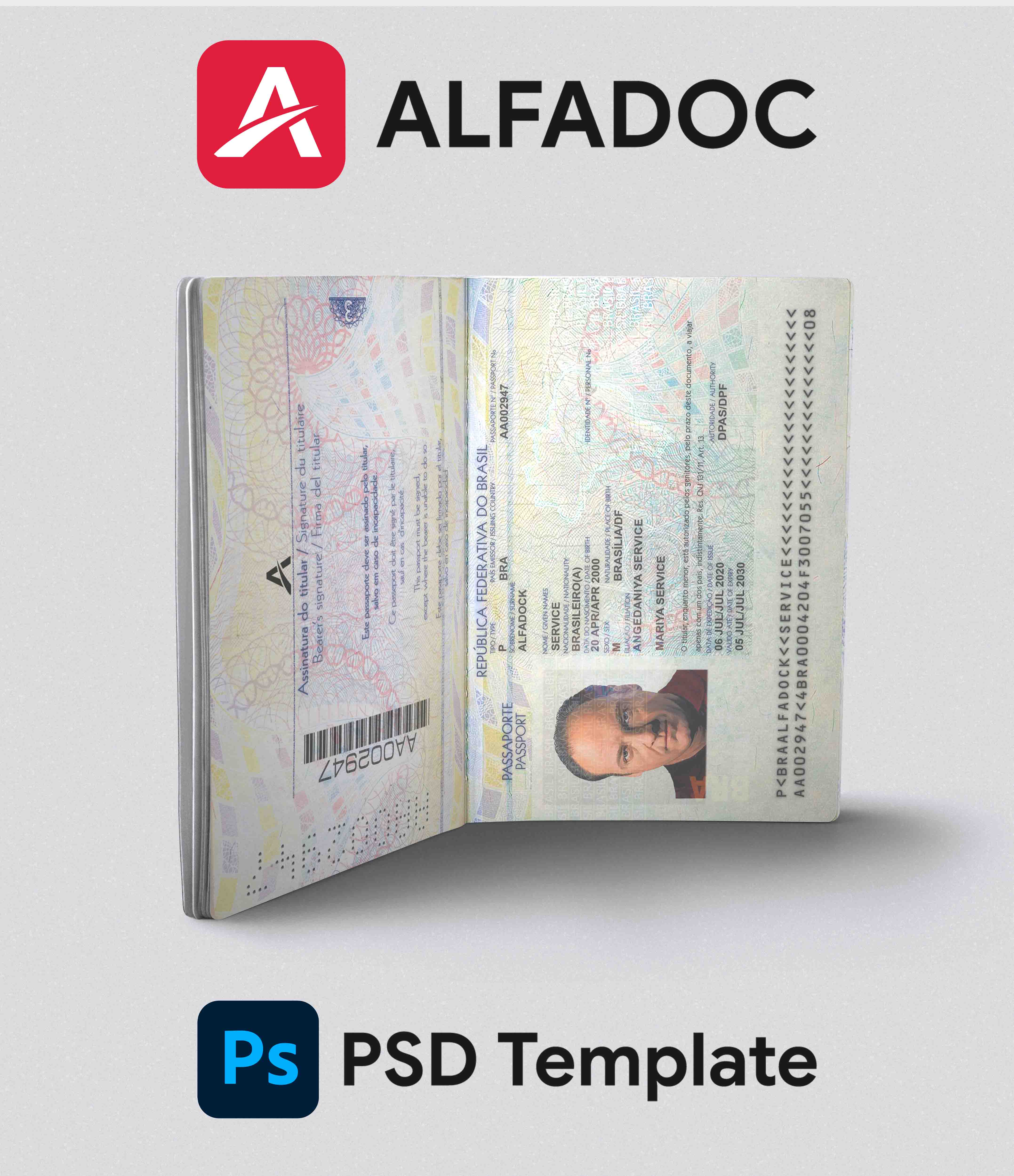 Brazil  Passport PSD  Template