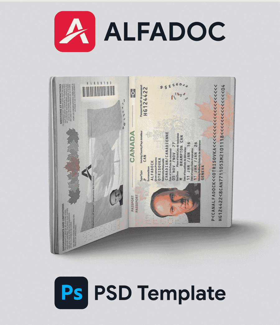 Canada Passport 2013+ PSD Template