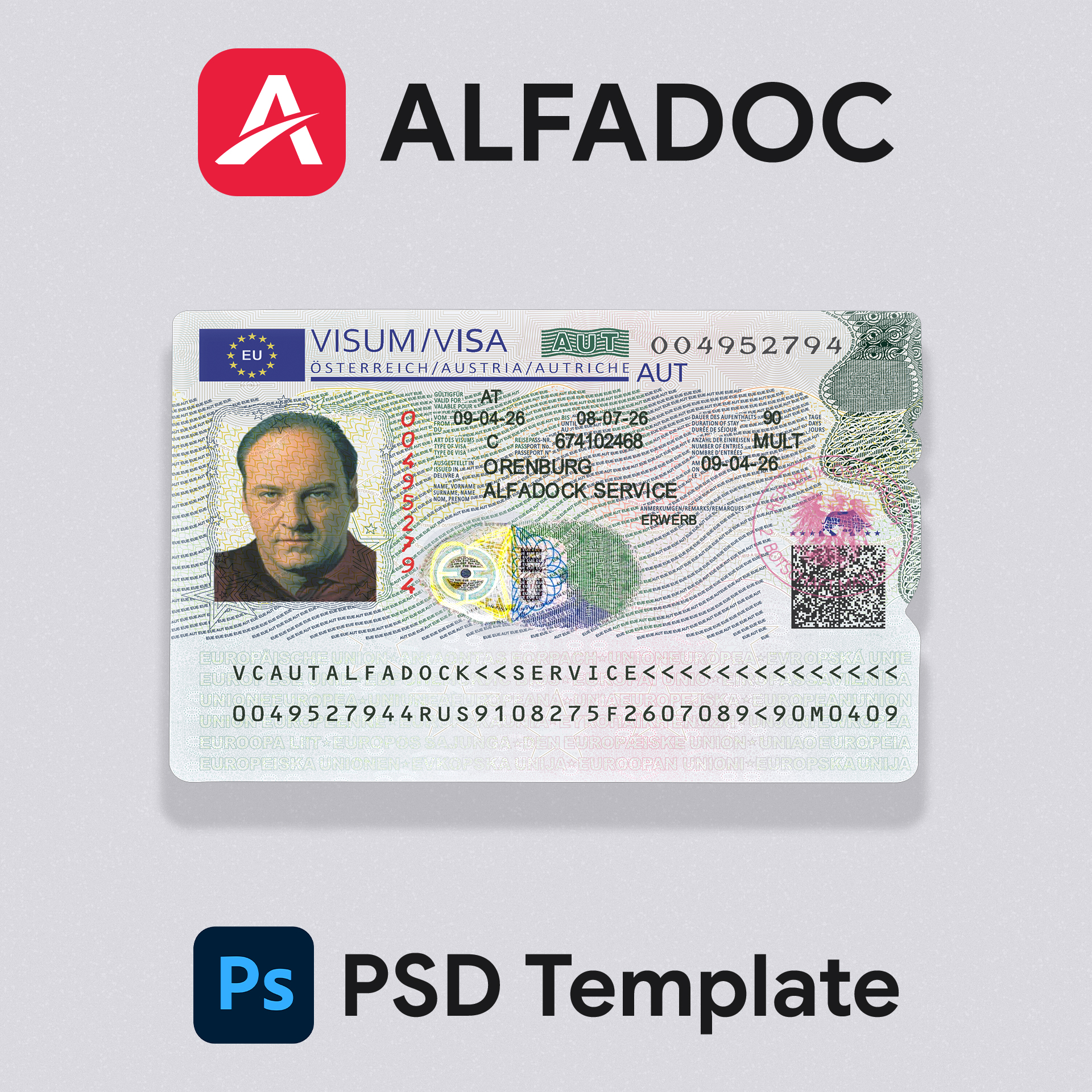 Austria - Visa (2018+)  PSD Template