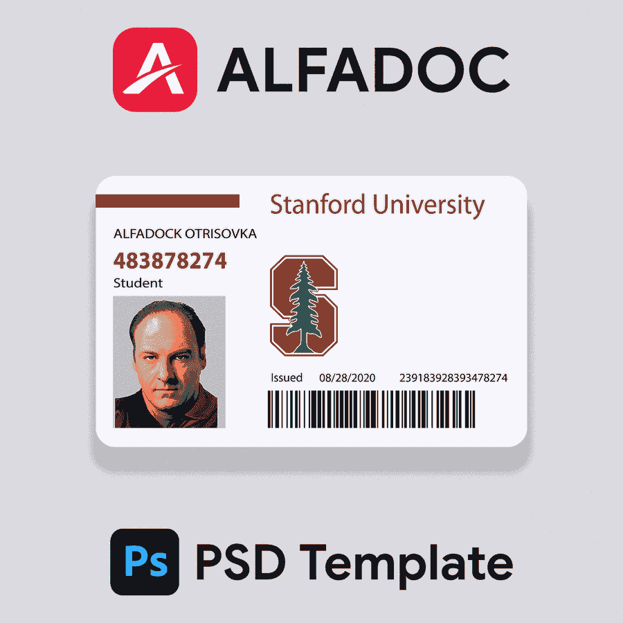 Stanford University Student ID Card PSD Template