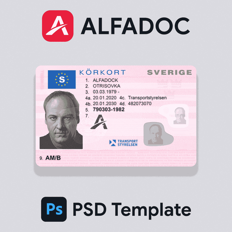 Sweden DL Card PSD Template