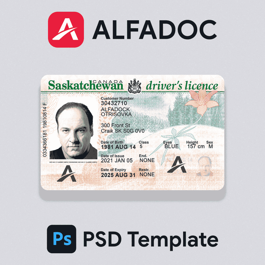 Canada - Saskatchewan DL Card 2016+ PSD Template