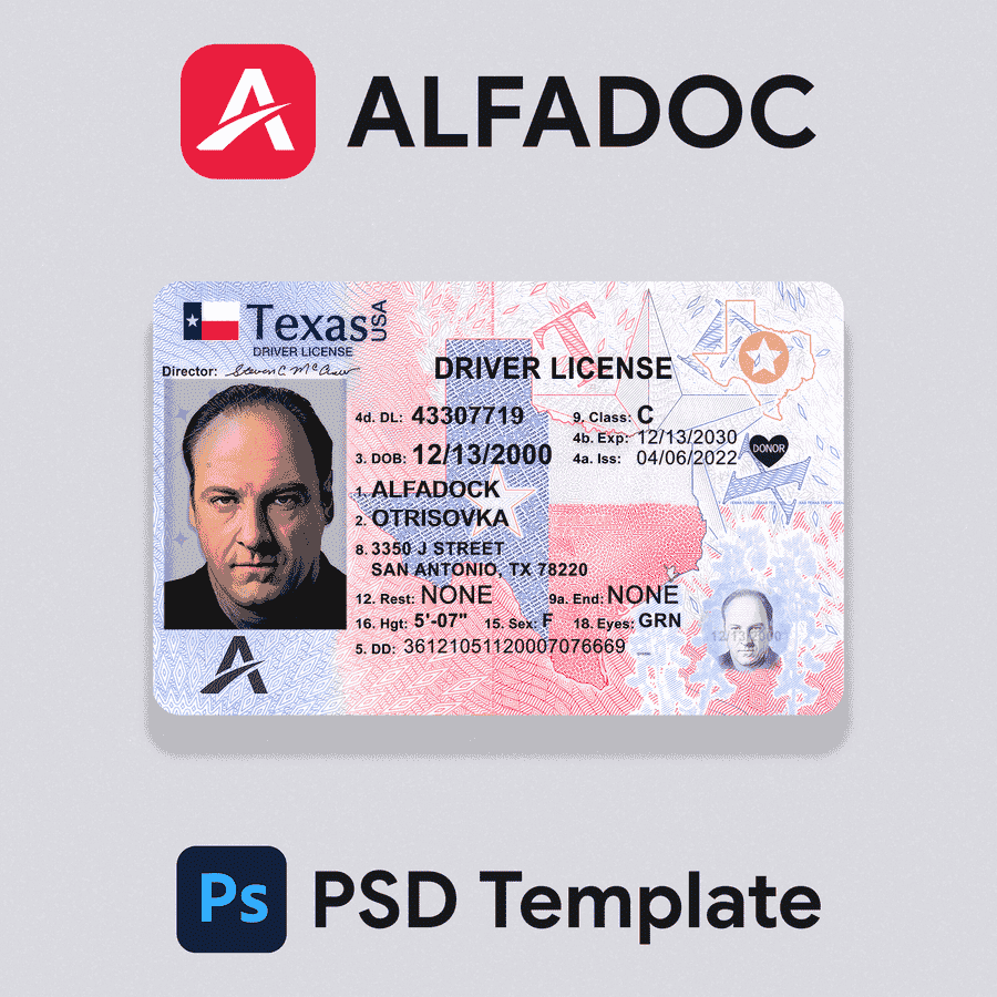 United States - Texas DL Card 2022+ PSD Template