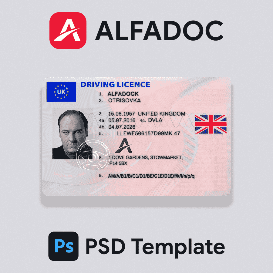 United Kingdom DL Card 2016+ PSD Template