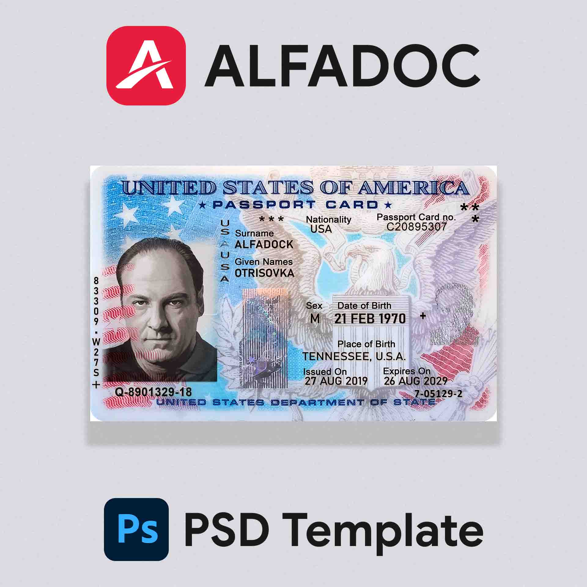 United States - Passport Card PSD Template