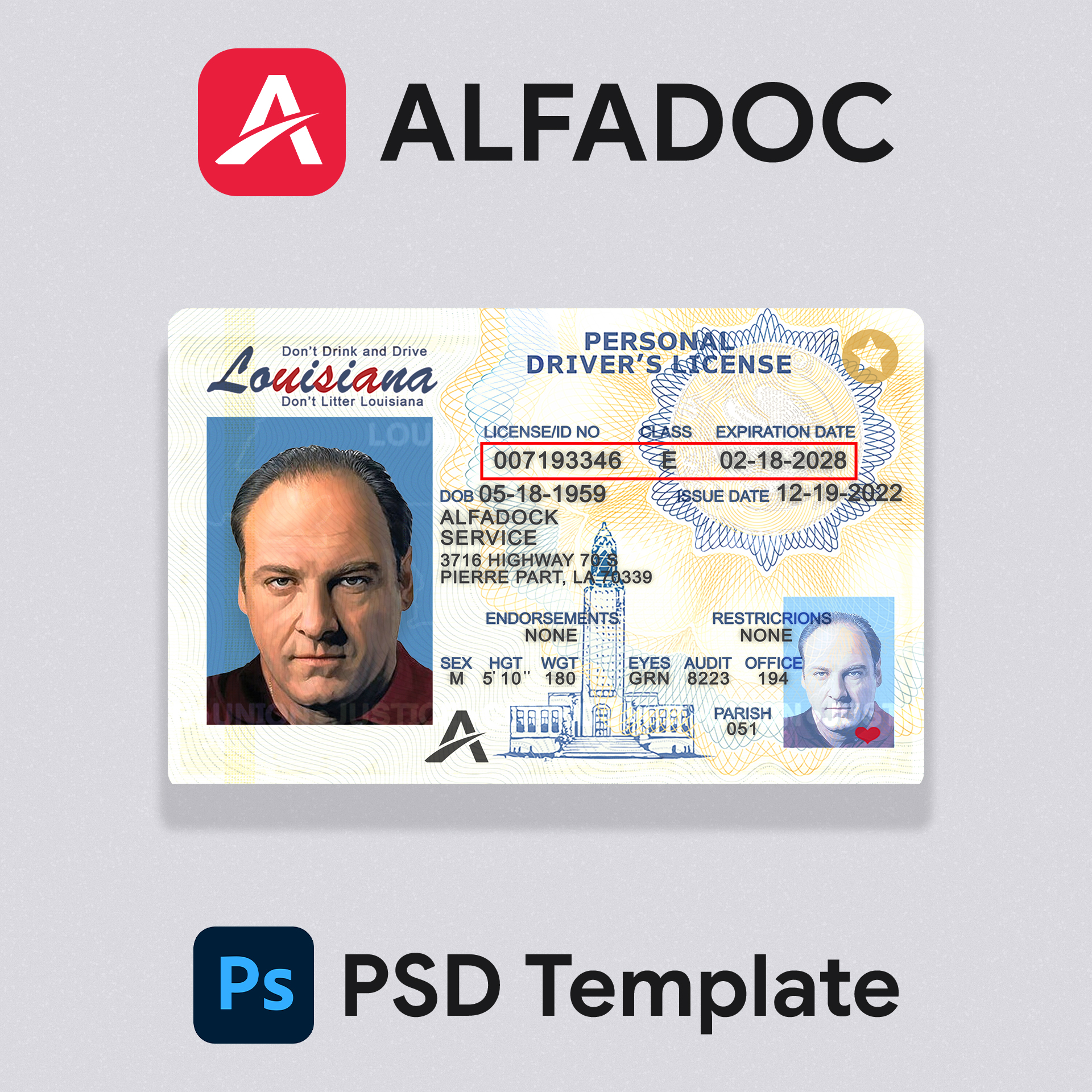 USA Louisiana DL Card