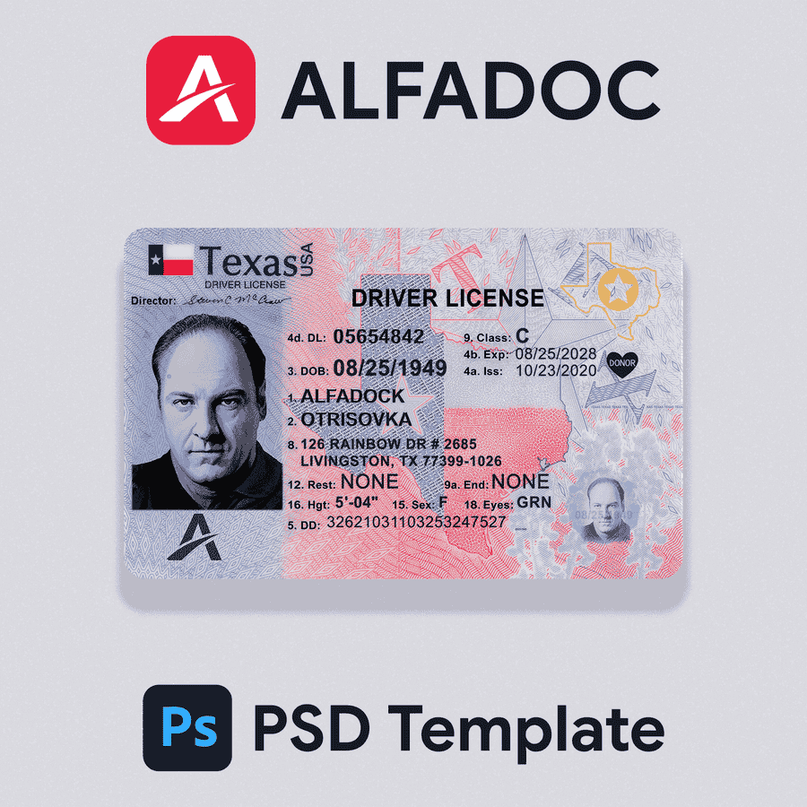 United States - Texas DL Card 2020+ PSD Template