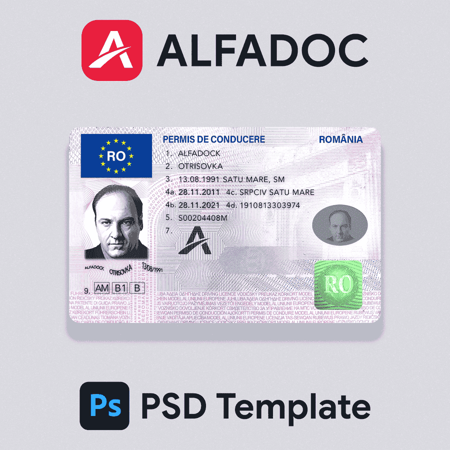Romania DL Card PSD Template
