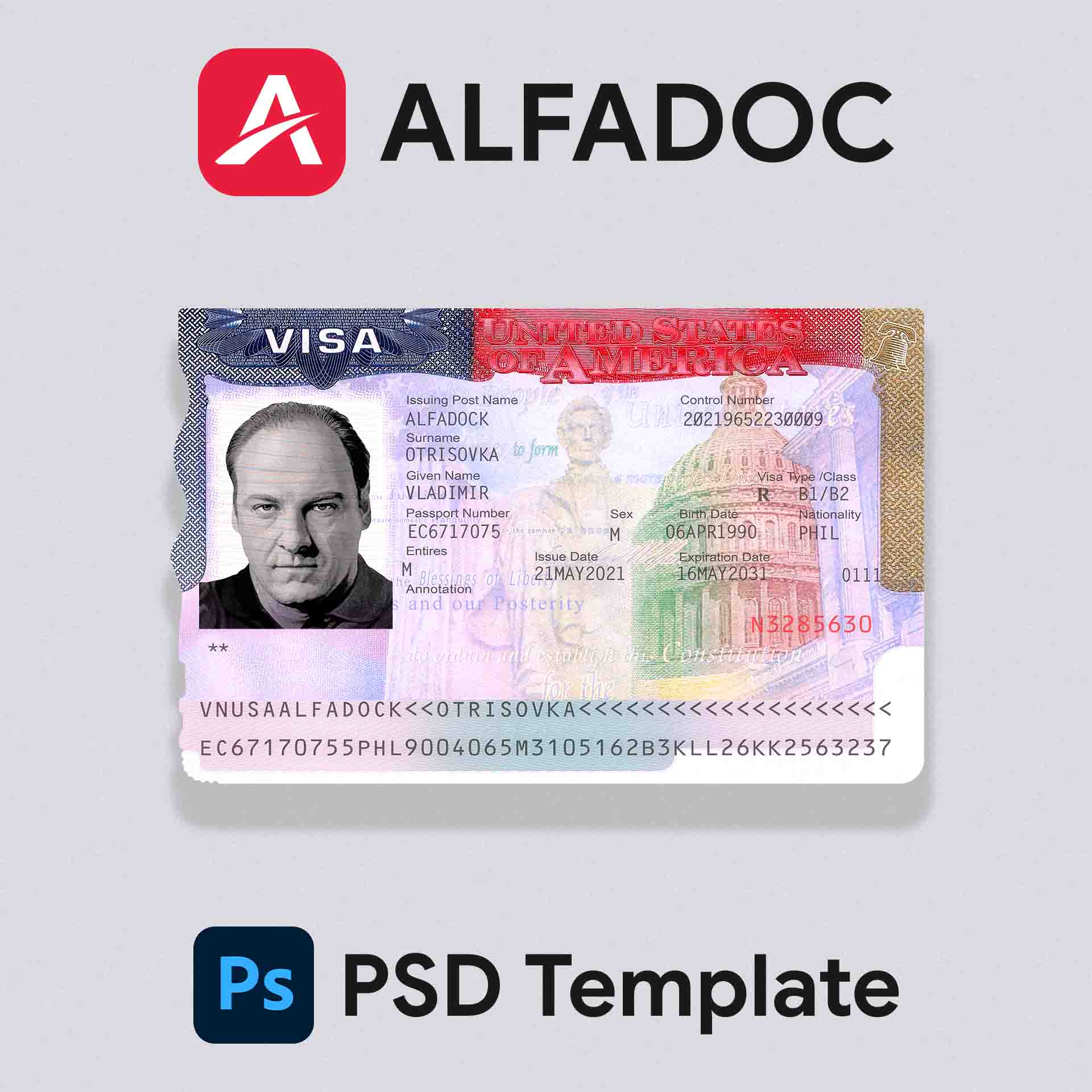 United States - Visa  PSD Template