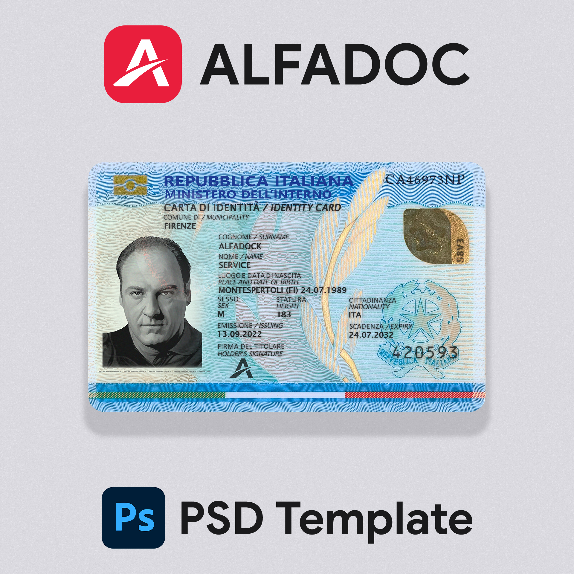 Italy ID Card Fin PSD Template