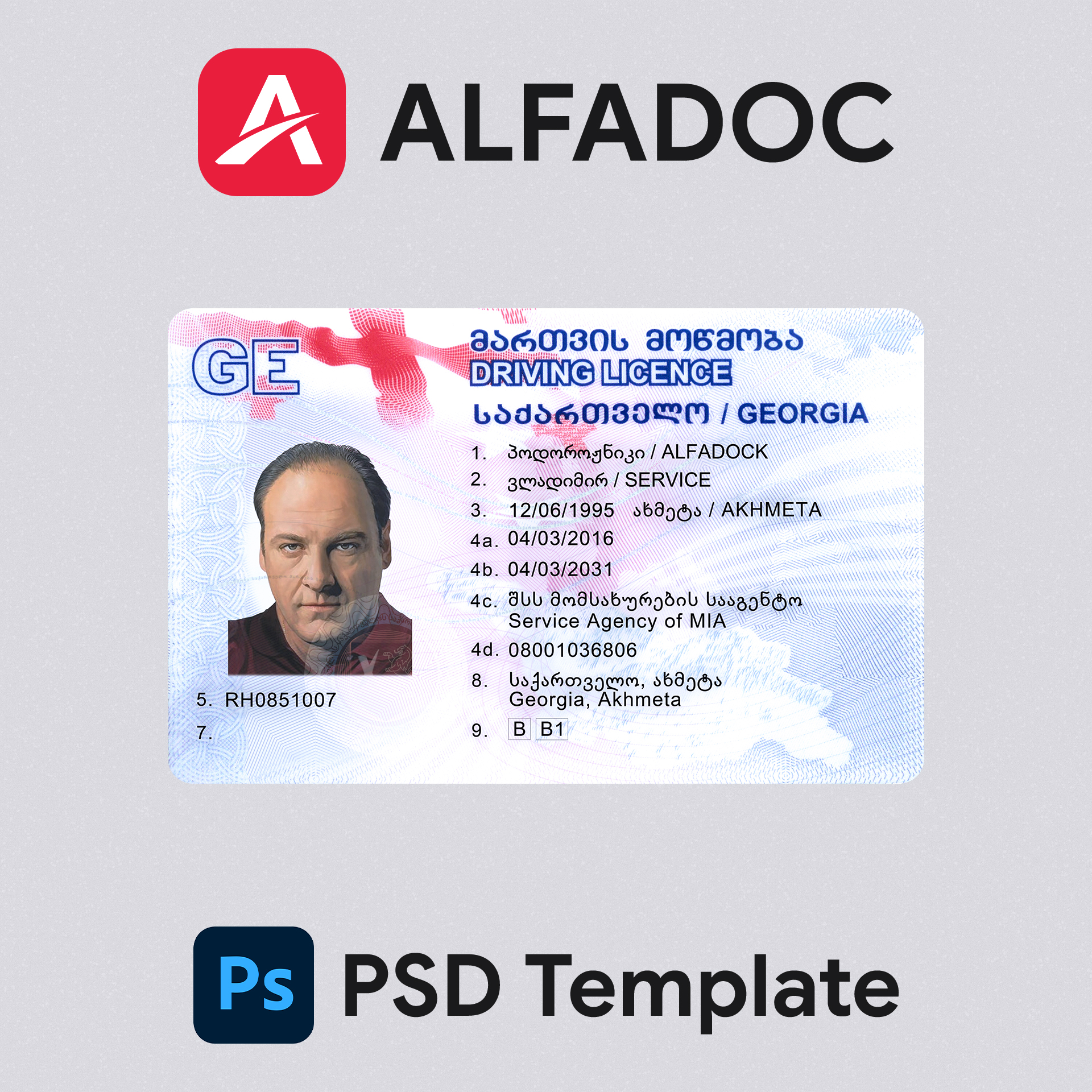 Georgia DL Card PSD Template