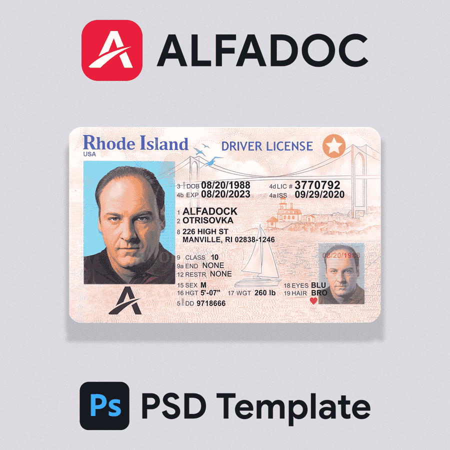 United States - Rhode Island DL Card 2016+ PSD Template