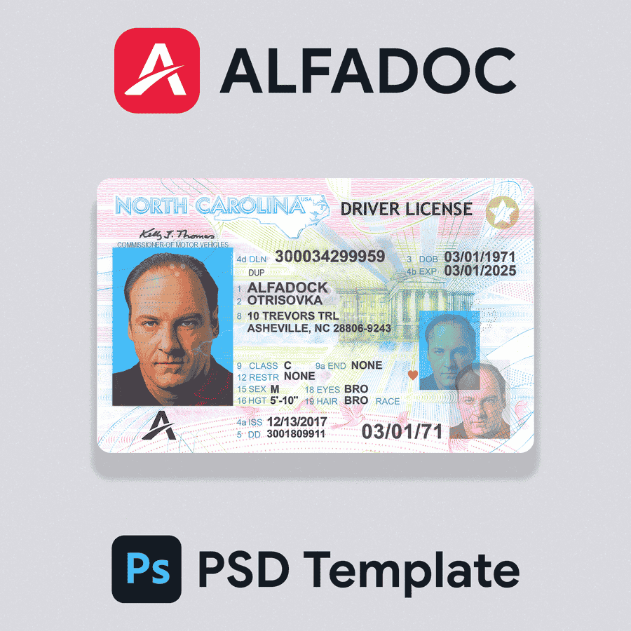 United States - North Carolina DL Card 2017+ PSD Template