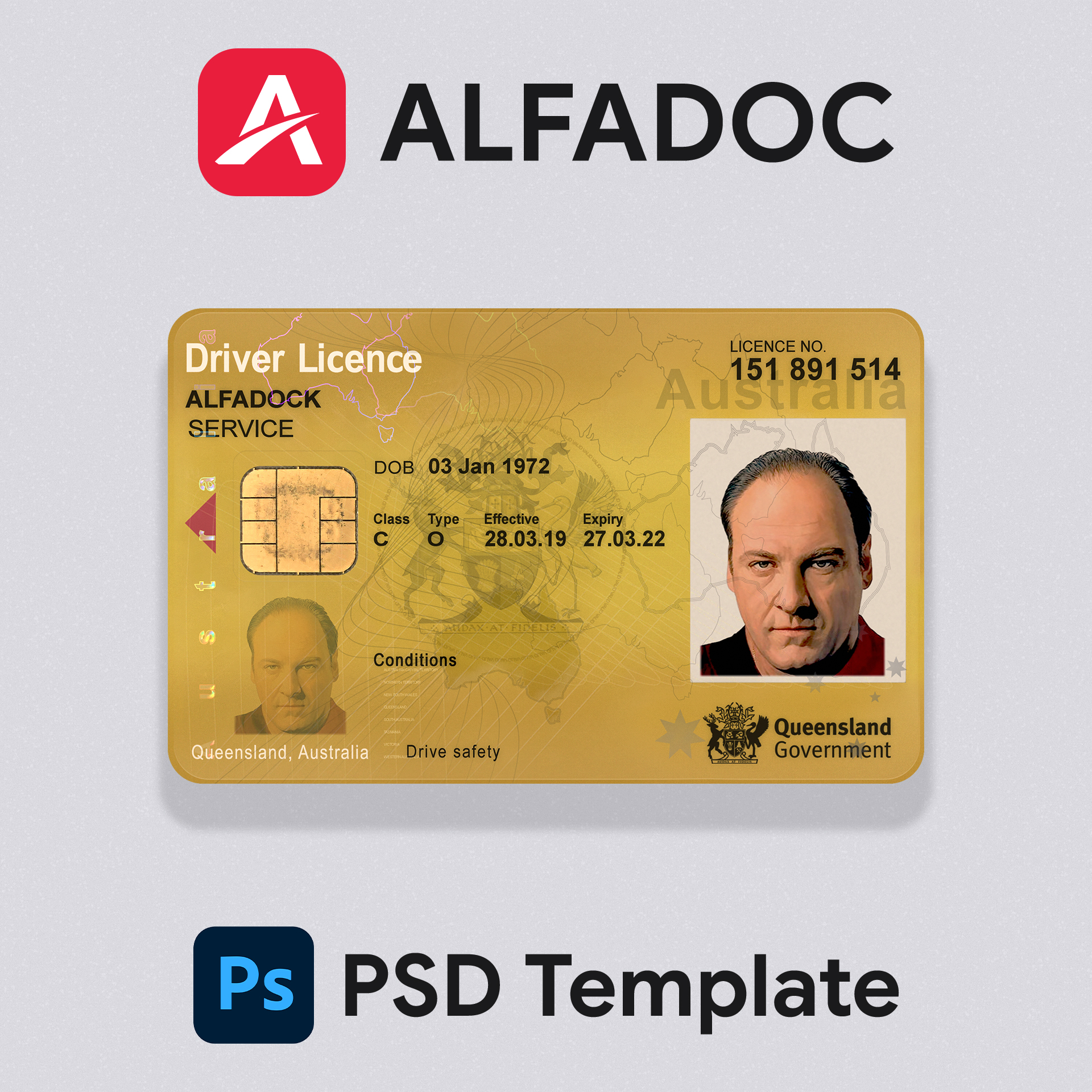 AUS_QLD_CHIP Card Template – Editable PSD Format
