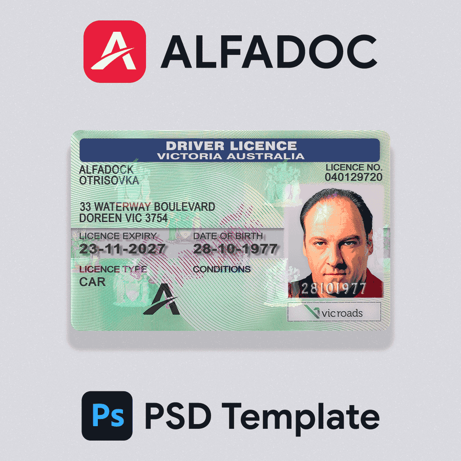 Australia - Victoria DL Card 2009+ PSD Template