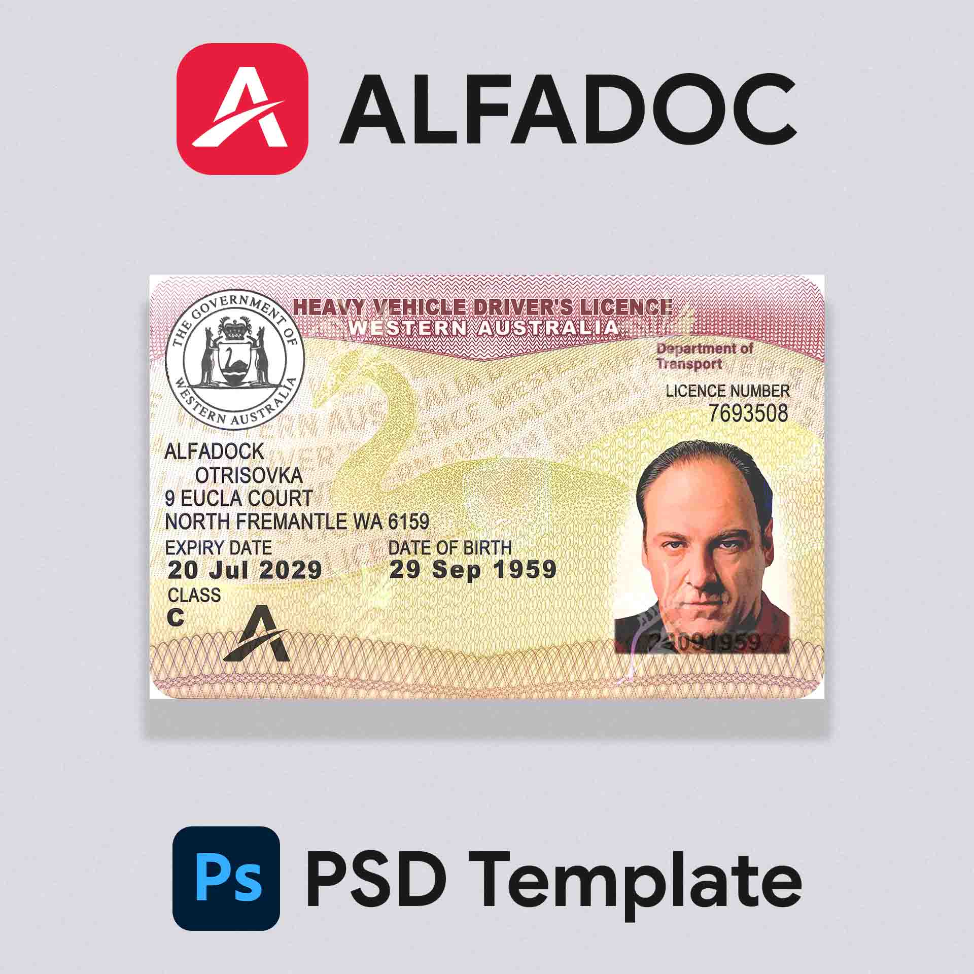 Australia - Western Heavy Vehicle DL Card 2014+ PSD Template