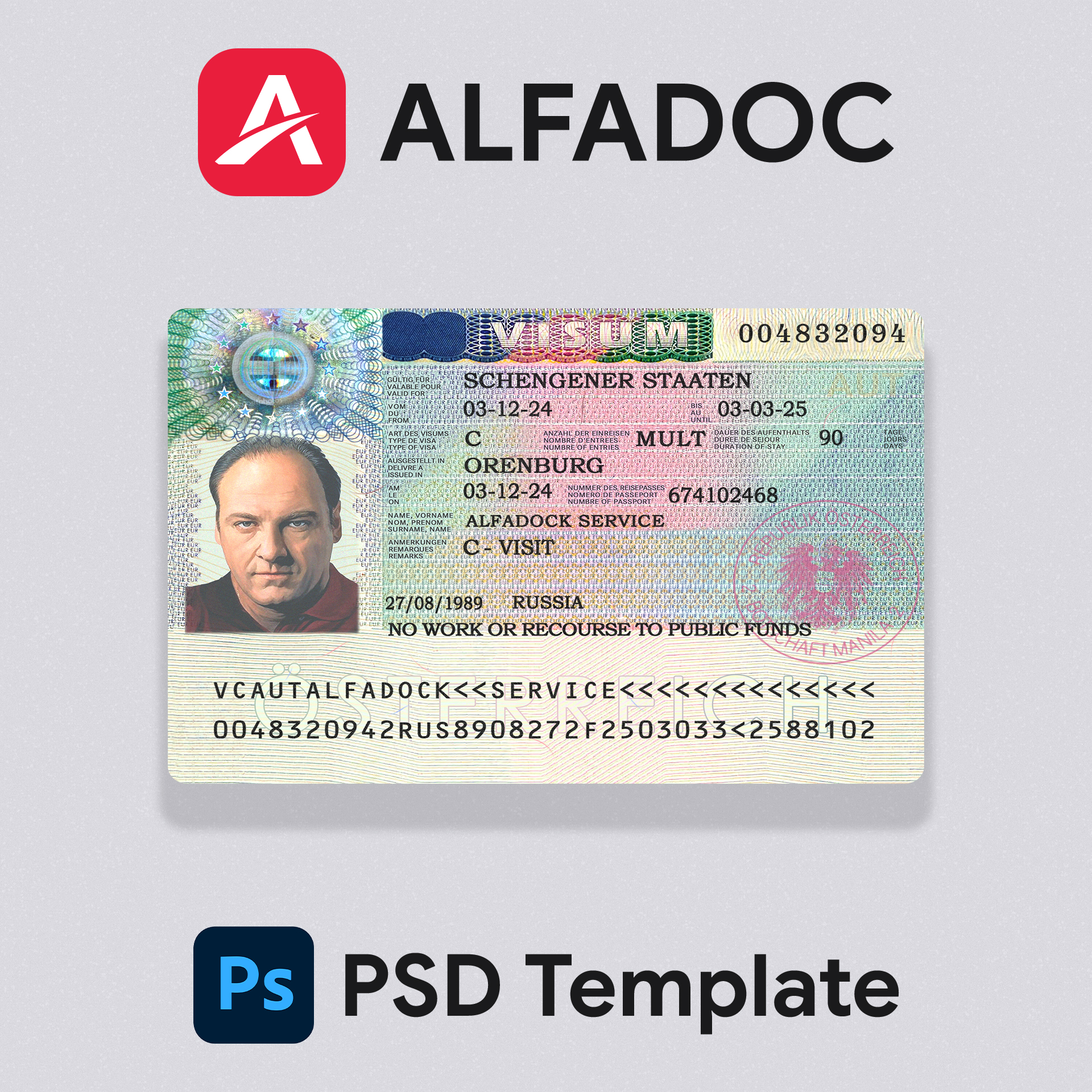 Austria - Visa  PSD Template