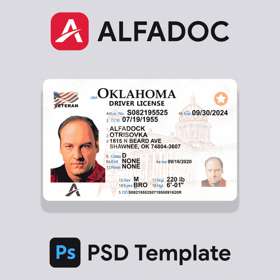 United States - Oklahoma DL Card 2020+ PSD Template