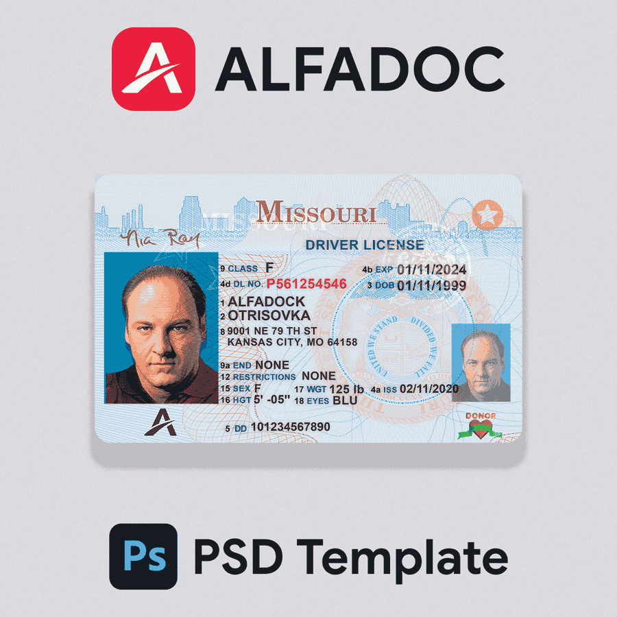 United States - MissouriDL Card PSD Template