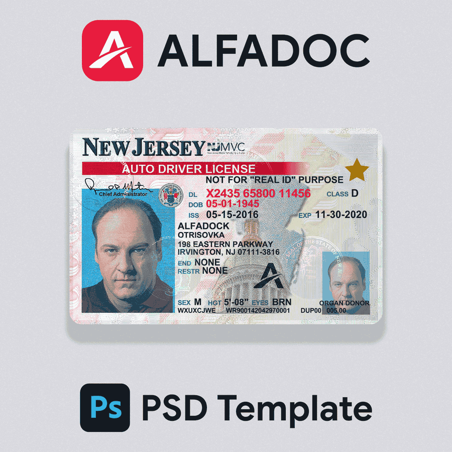 V2 United States - New Jersey DL Card 2019+ PSD Template