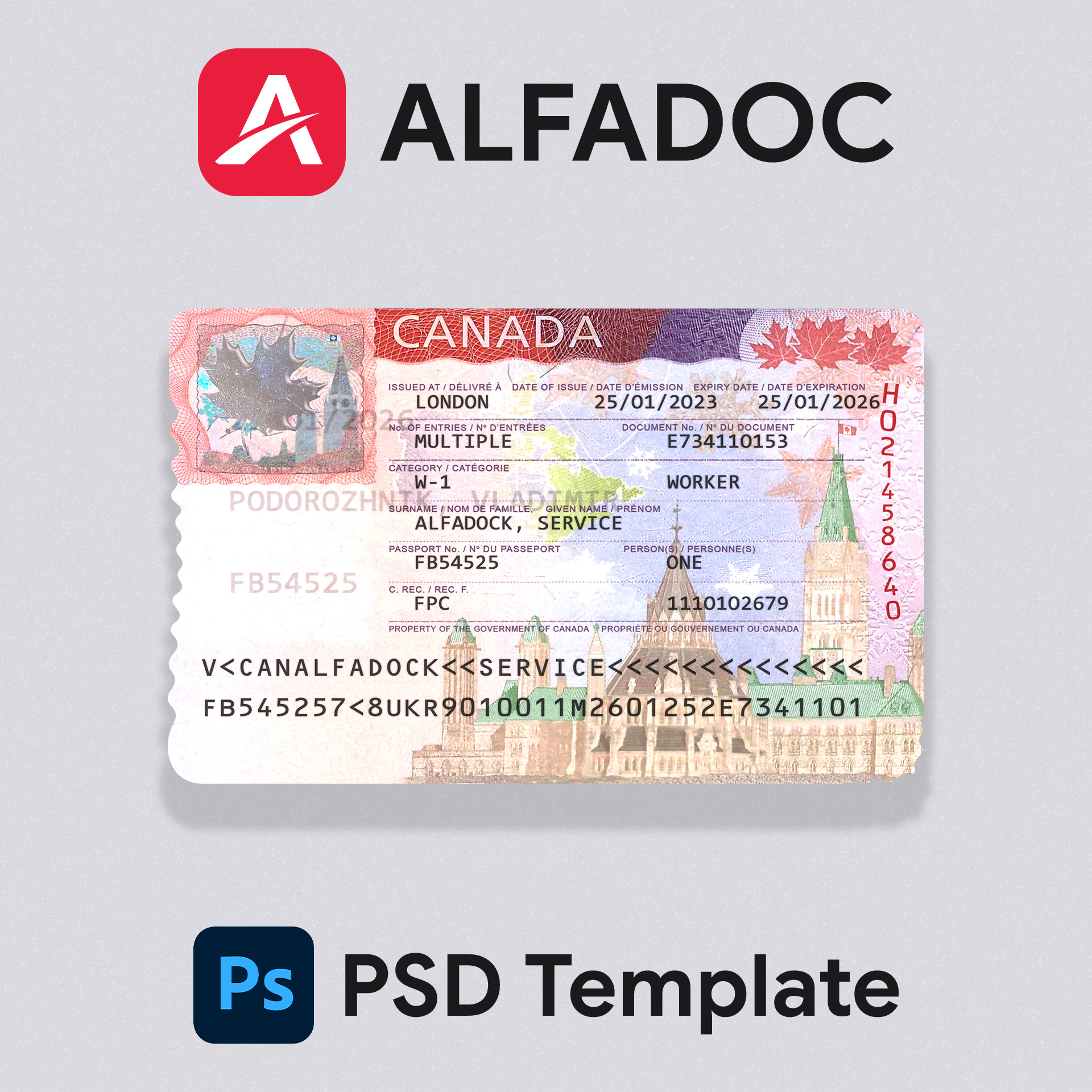 Canada - Visa (2020+) PSD Template