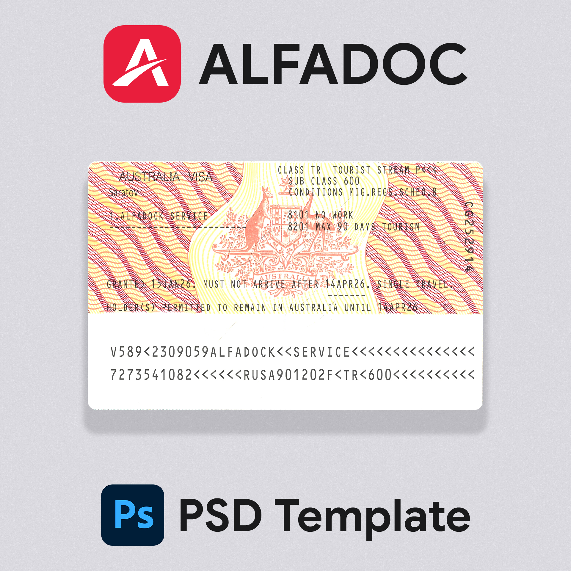 Australia  - Visa  PSD Template