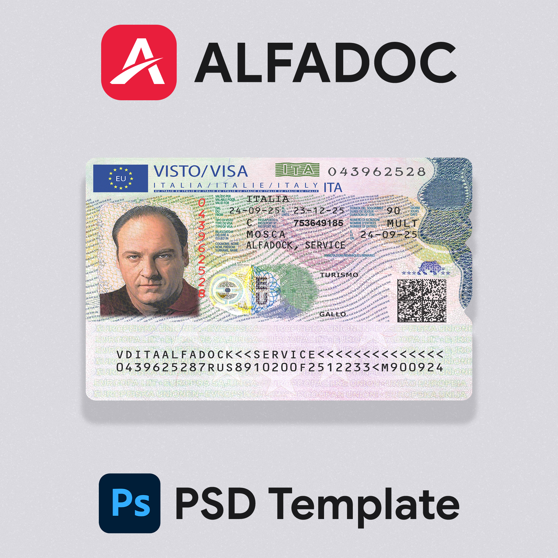 Italy - Visa  PSD Template